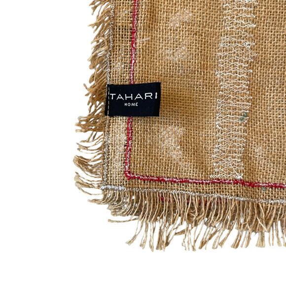 TAHARI Christmas Present Shaped Jute Placemats Set of 4 Holiday 13x19 New - Picture 9 of 13